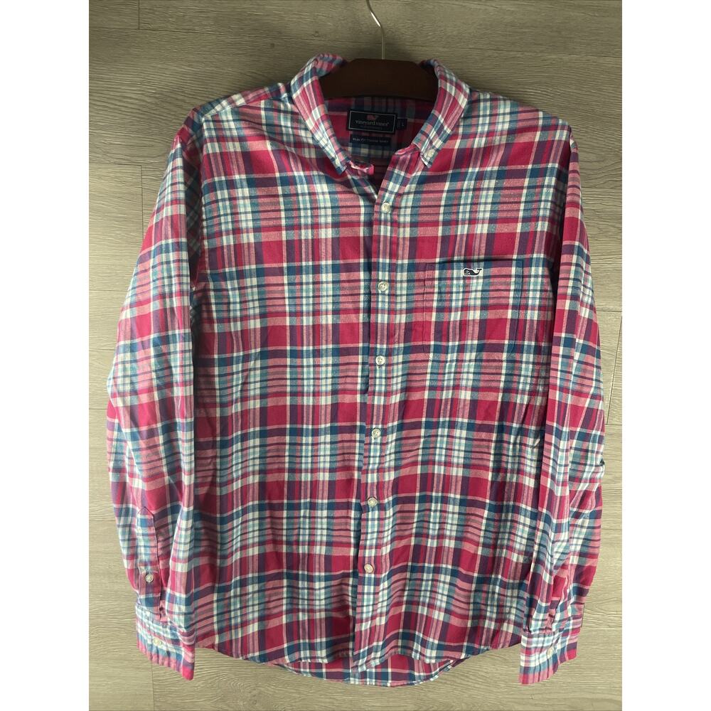 Vineyard Vines Shirt Mens Large Slim Fit Tucker Plaid Long Sleeve Button Up